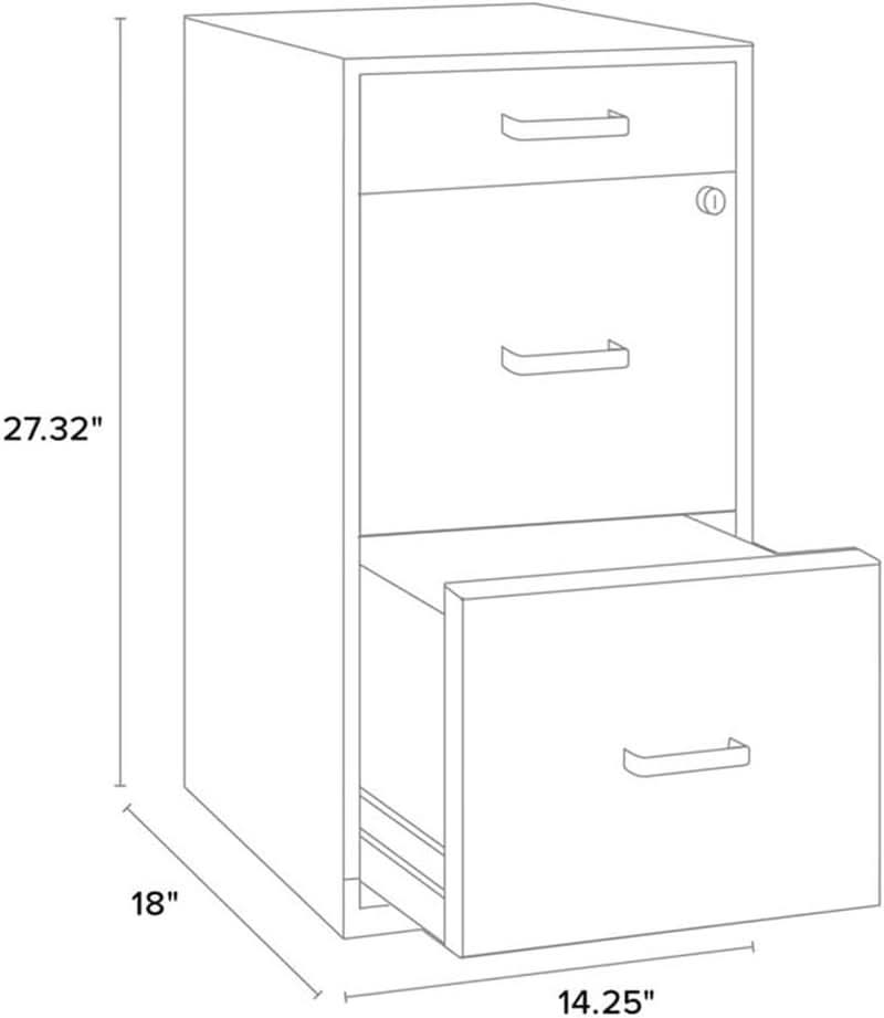 Pearl White 18 Inch Deep 3 Drawer Metal File Cabinet