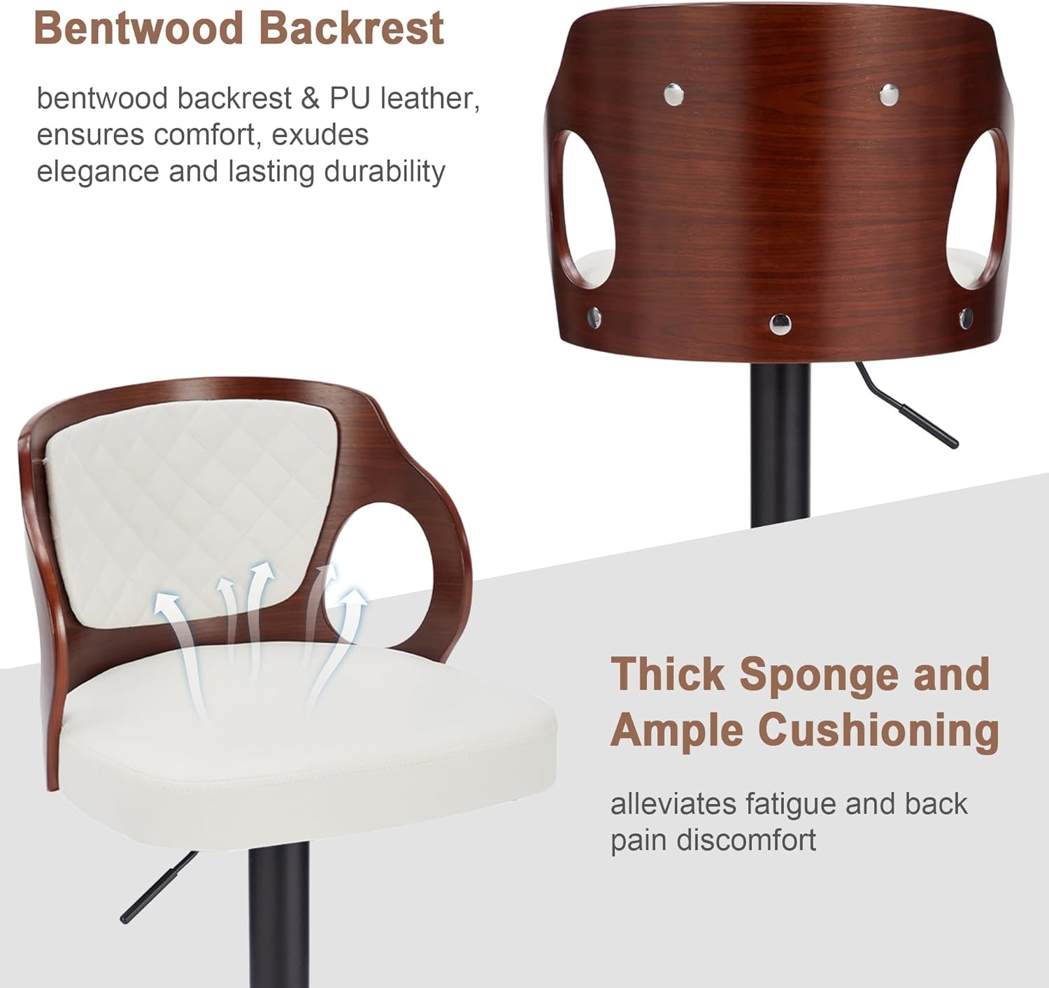 Pearl White Counter Height Bar Stools Set of 2 With Swivel