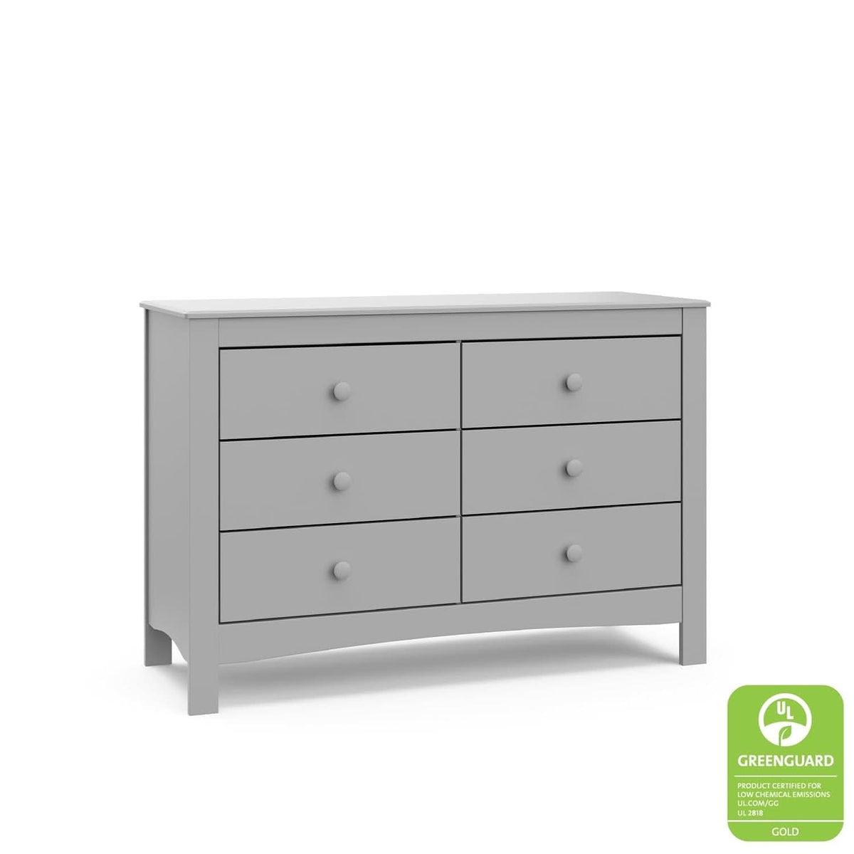 Pebble Gray 6 Drawer Double Dresser For Nursery And Kids