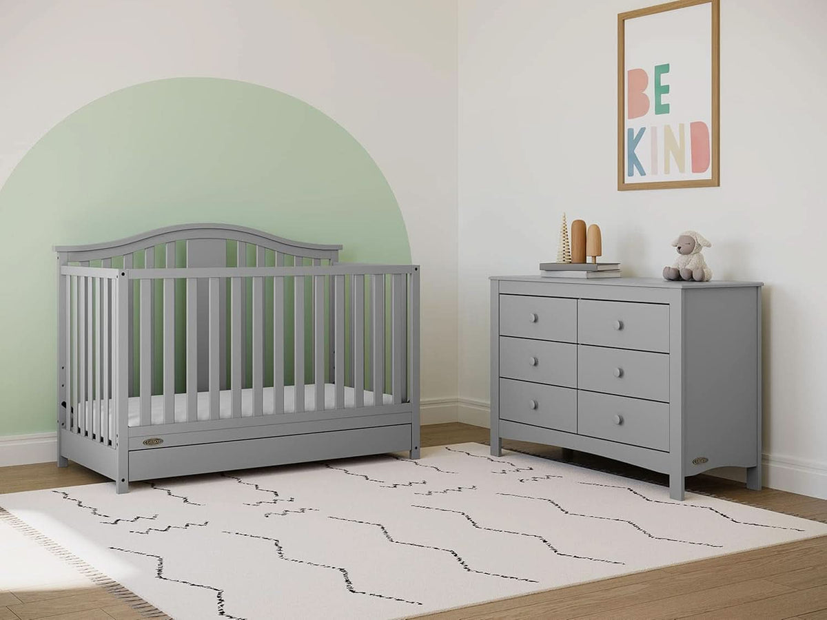 Pebble Gray 6 Drawer Double Dresser For Nursery And Kids