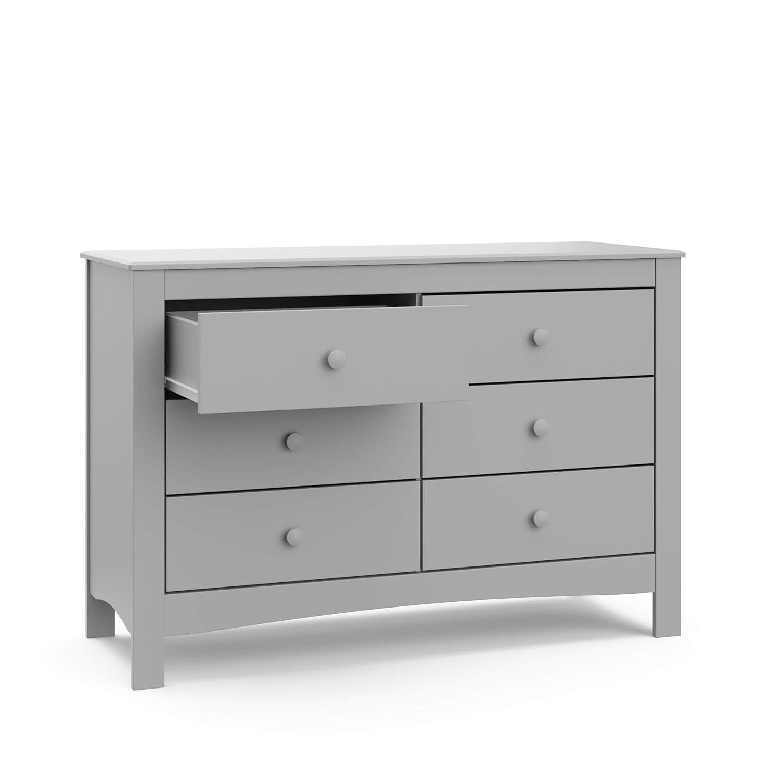 Pebble Gray 6 Drawer Double Dresser For Nursery And Kids
