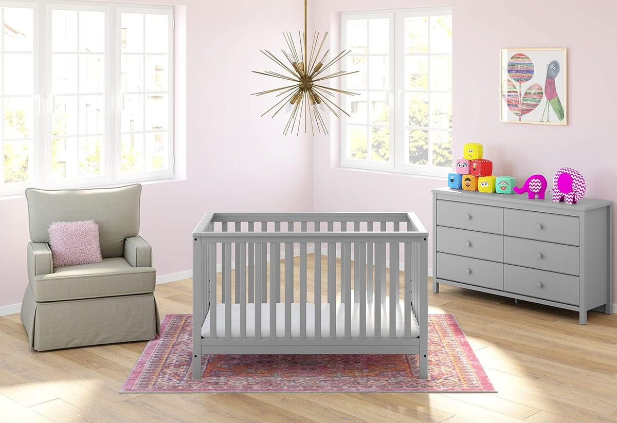 Pebble Gray 6 Drawer Double Dresser For Nursery Greenguard Gold Certified