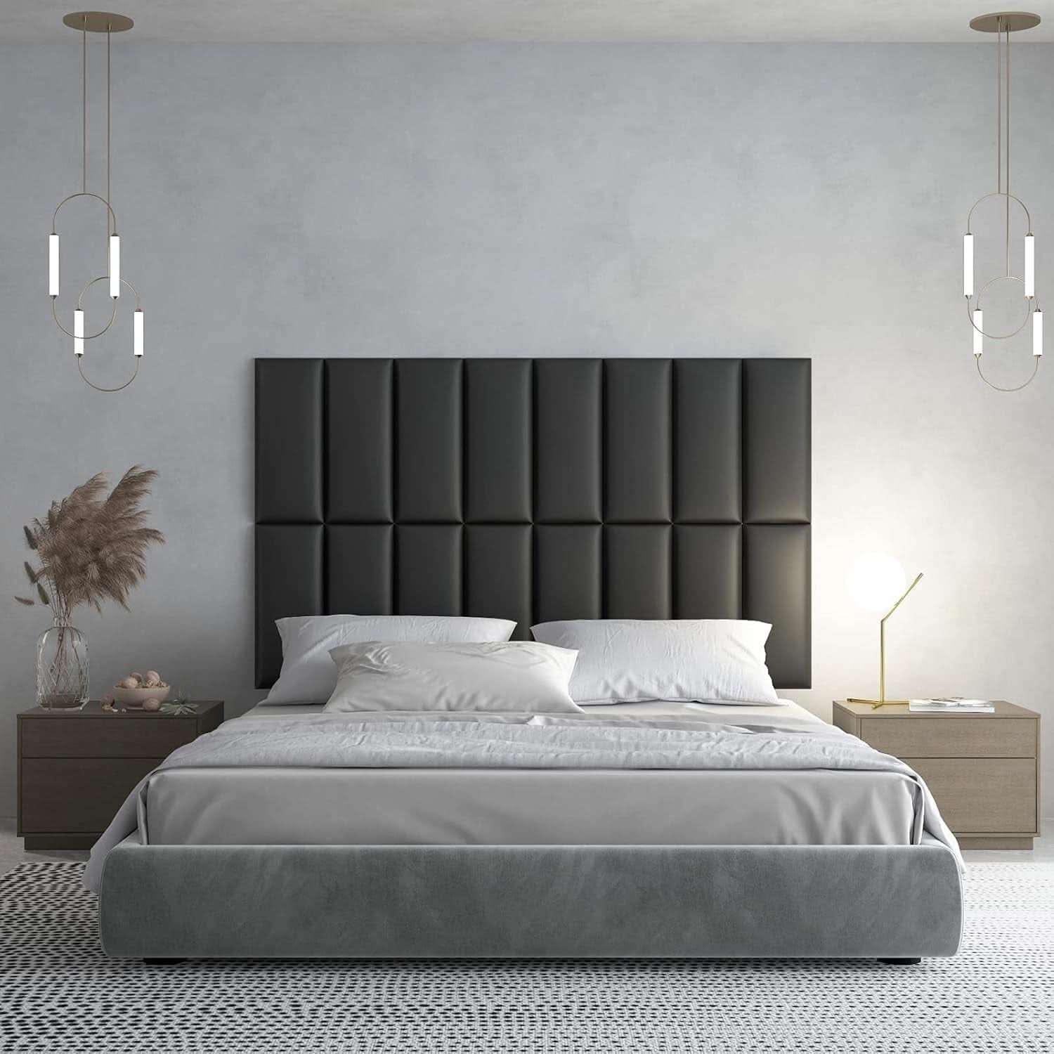 Peel And Stick Upholstered Headboard Wall Panels 12-Pack
