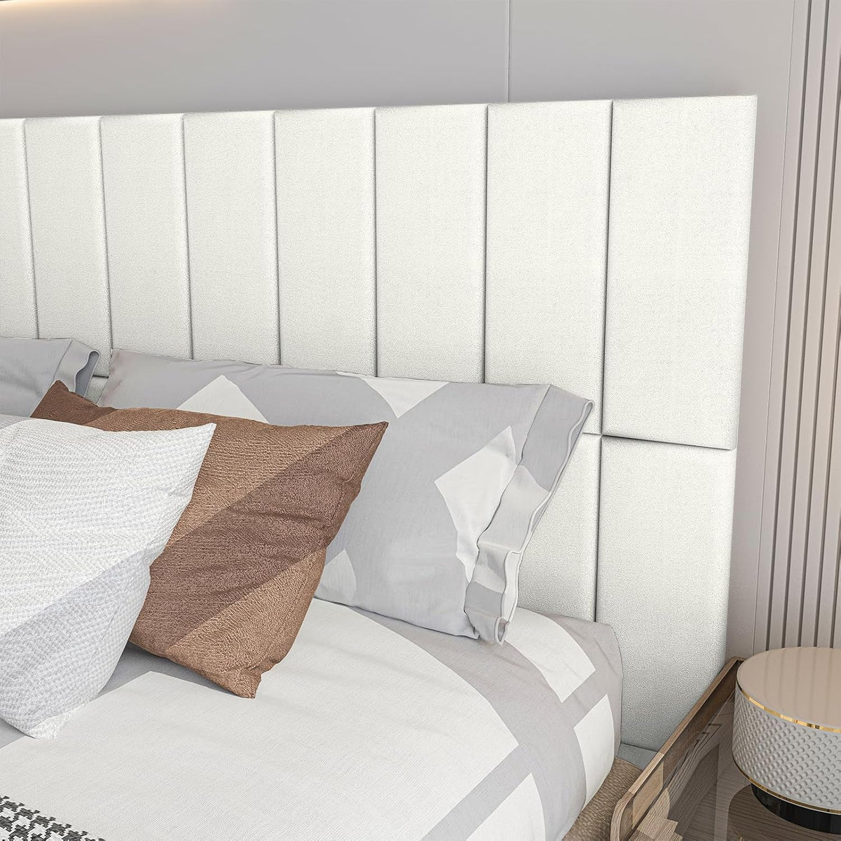 Peel And Stick Velvet Pearl Headboard Wall Panels