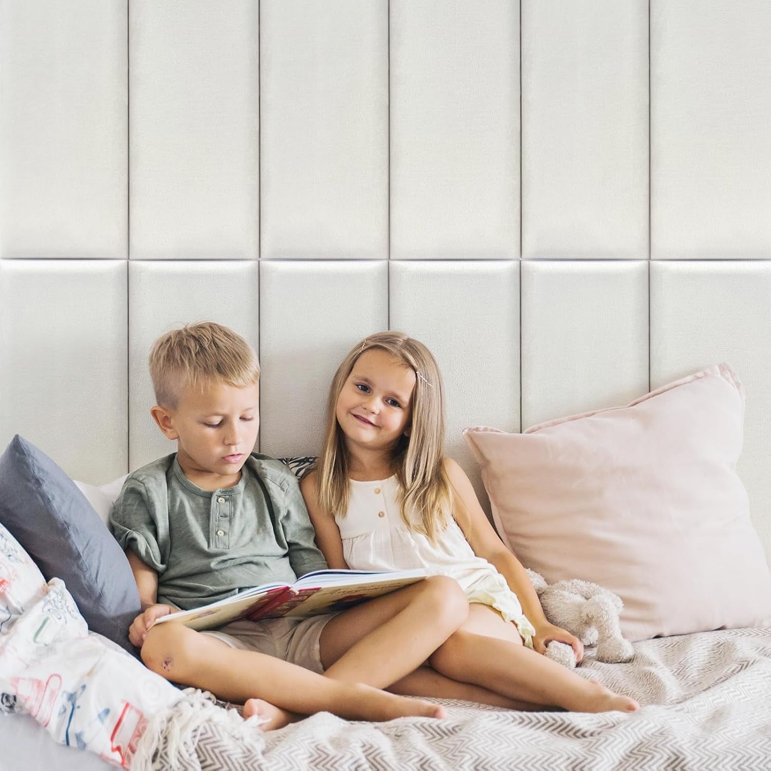 Peel And Stick Velvet Pearl Headboard Wall Panels