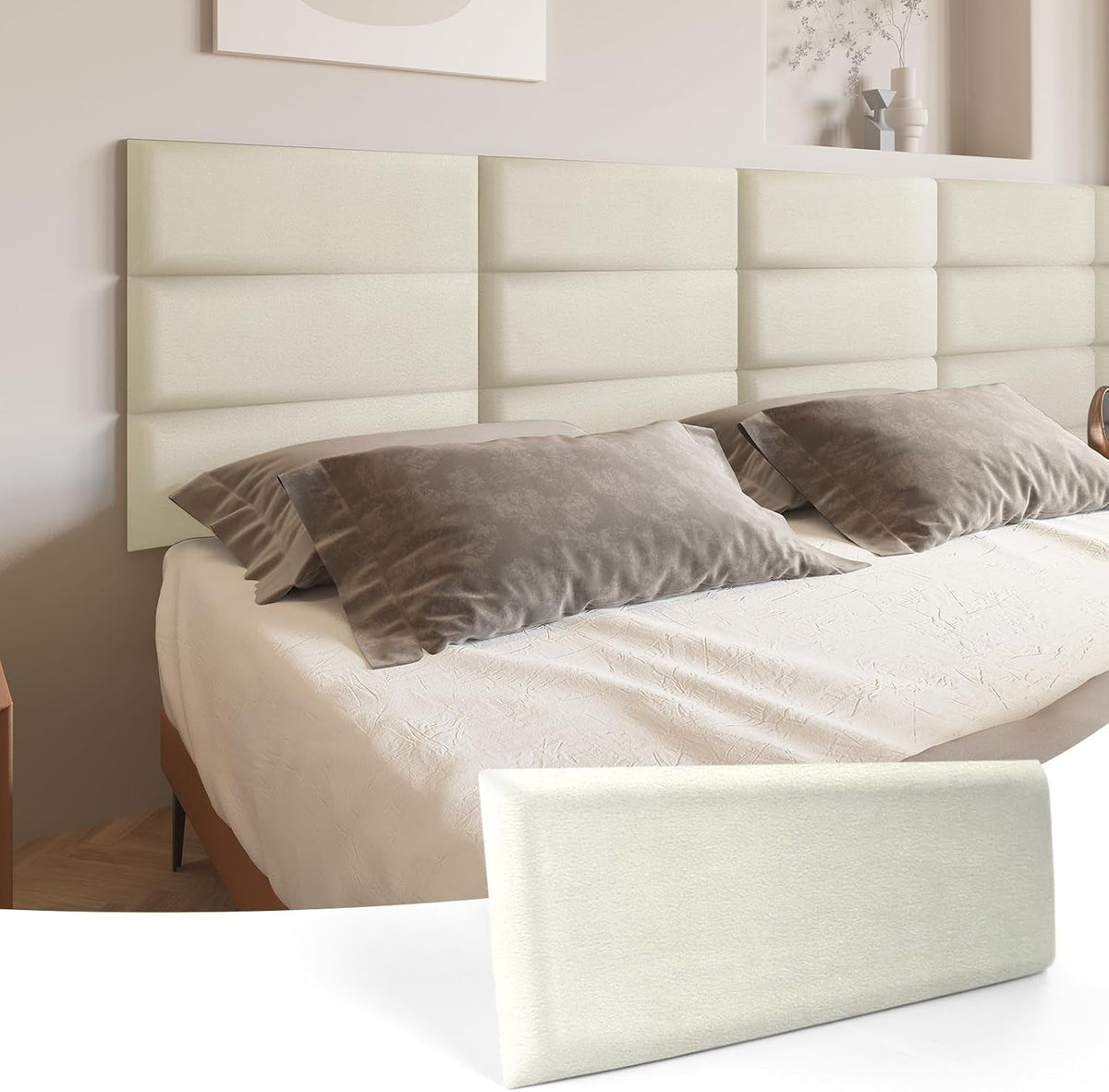 Peel And Stick Velvet Pearl Headboard Wall Panels