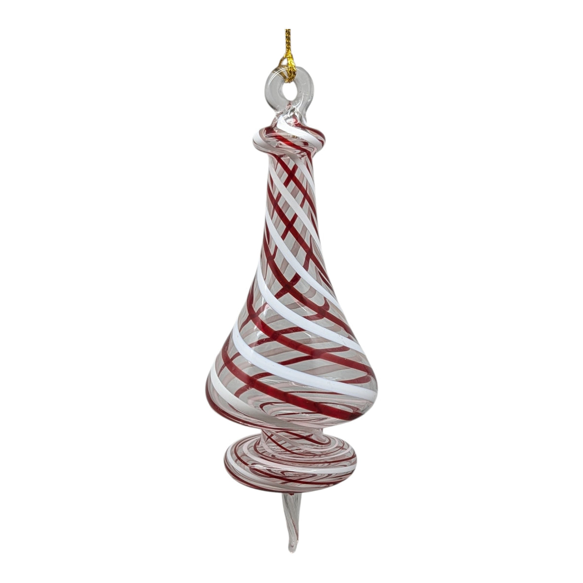 Peppermint Striped Cone Glass Ornament