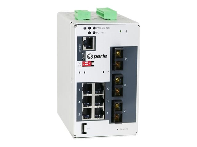 Perle IDS-509F3-C2MD2-SD20 - Switch - managed - 6 x 10/100/1000 + 2 x 100Base-FX + 1 x 100Base-LX - DIN rail mountable -