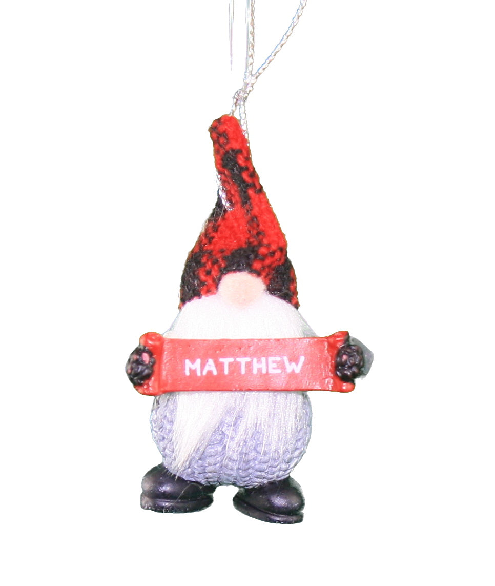 Personalized Gnome Ornament (Letters J-P) - Matthew
