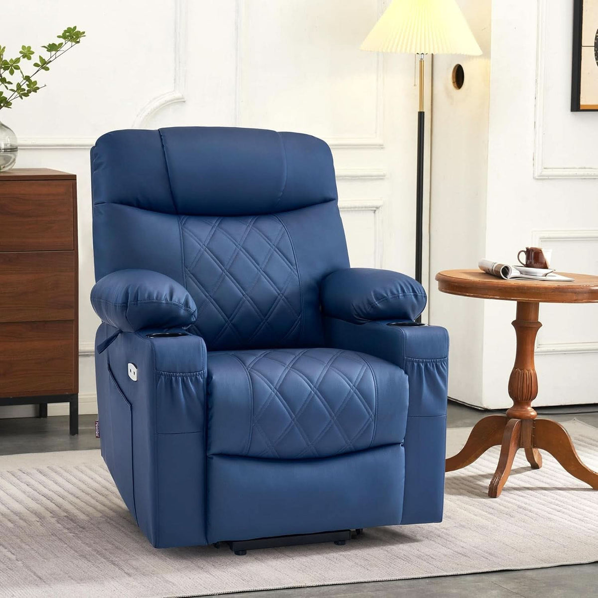 Petite Power Lift Recliner With Massage Blue USB Ports