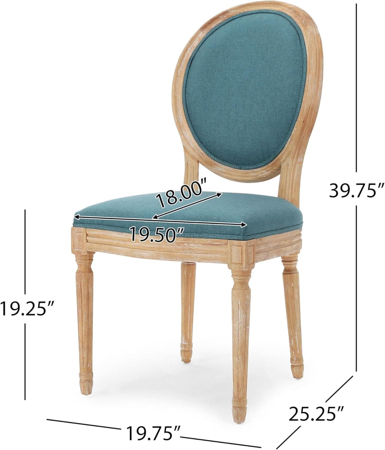 Phinnaeus Fabric Dining Chairs Set Dark Teal Two Piece