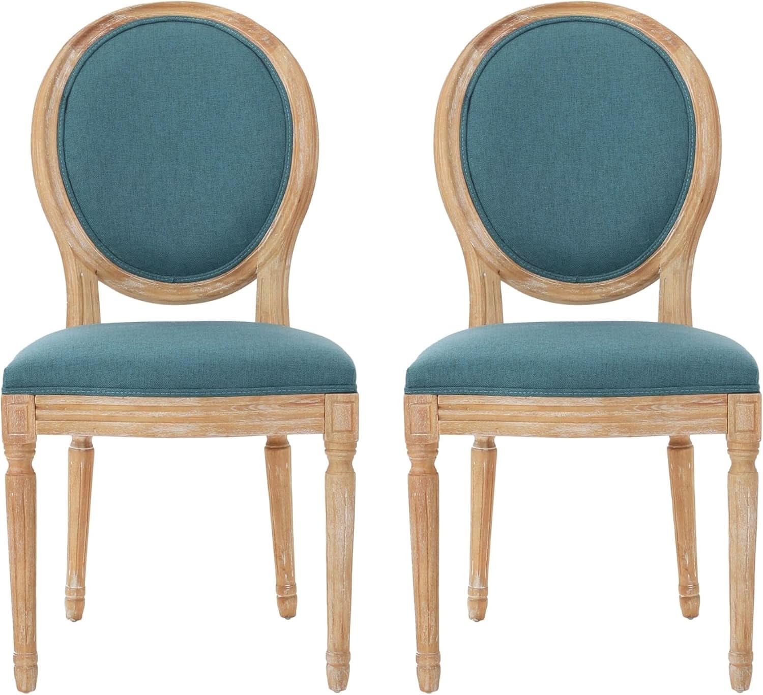 Phinnaeus Fabric Dining Chairs Set Dark Teal Two Piece