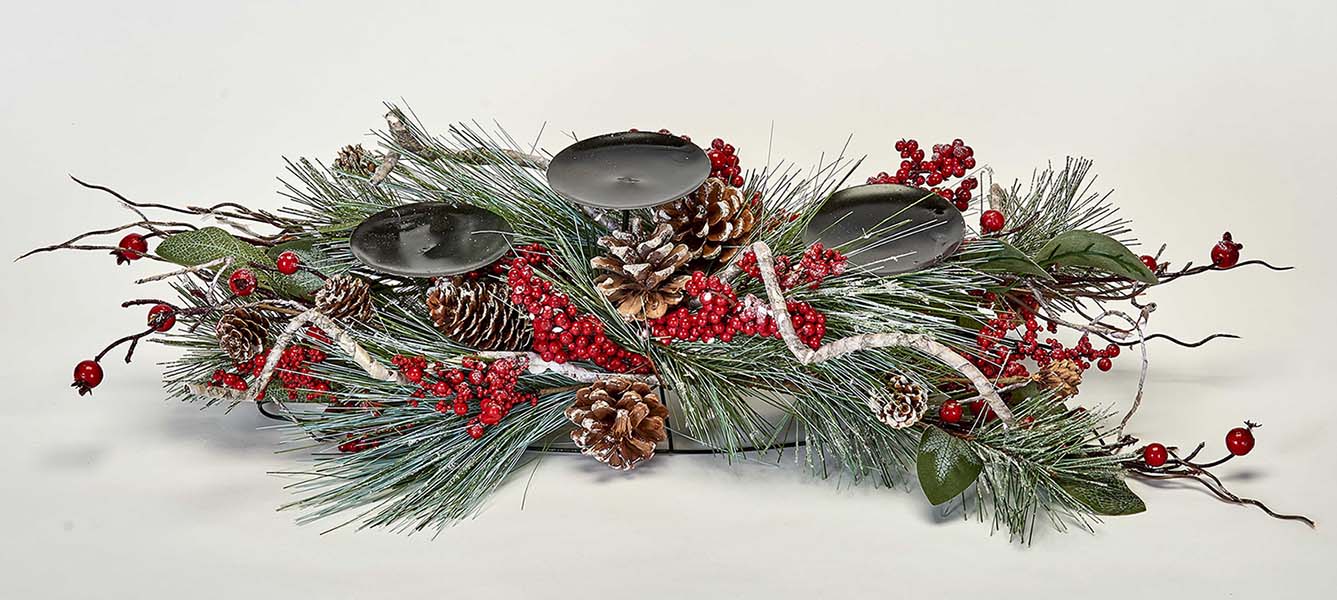 Pine And Berry Candle Holder