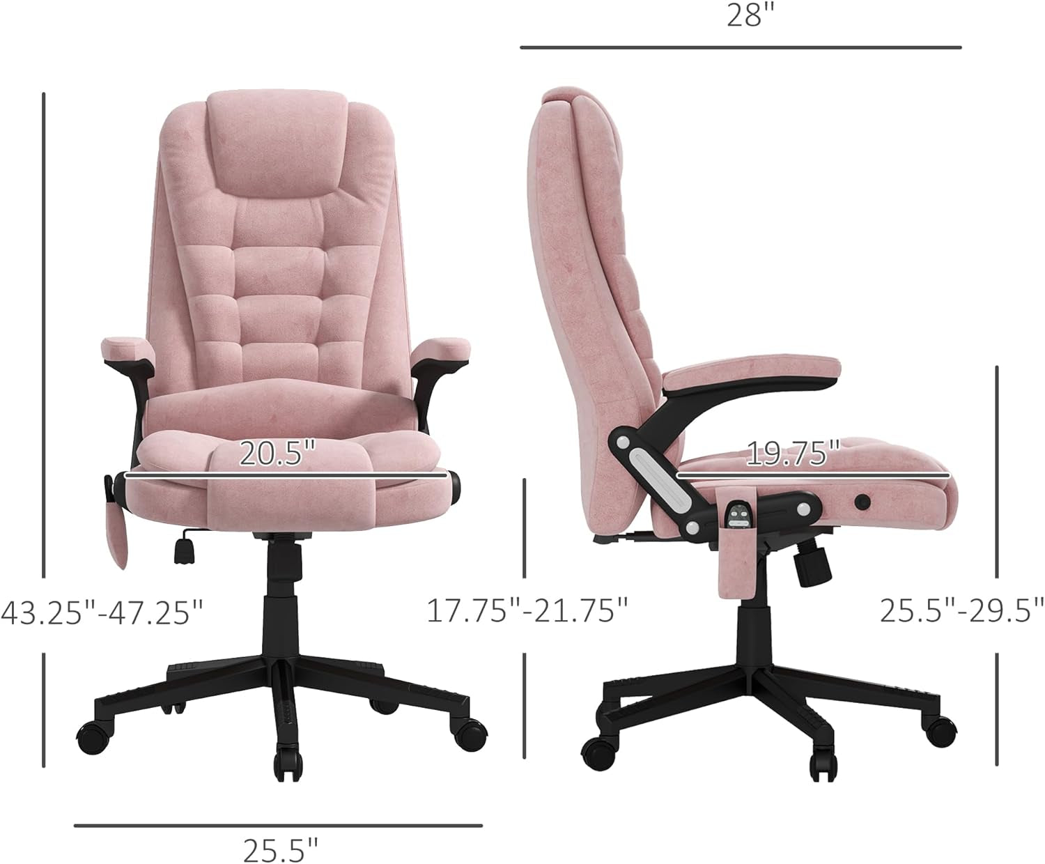 Pink 6 Point Massage Office Chair With Heat Remote