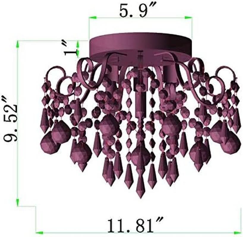 Pink Crystal Mini Chandelier 3 Light Semi Flush Mount