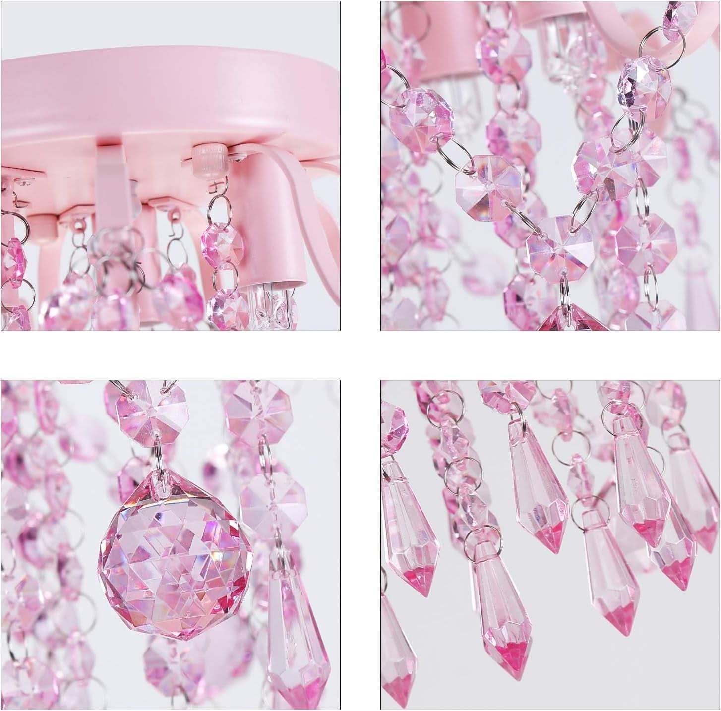 Pink Crystal Mini Chandelier 3 Light Semi Flush Mount