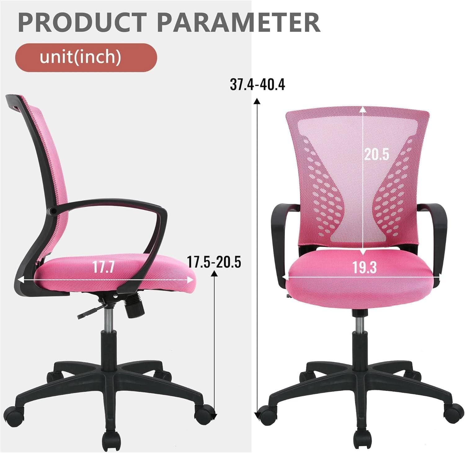 Pink Ergonomic Gaming Chair With Lumbar Support 360 Swivel