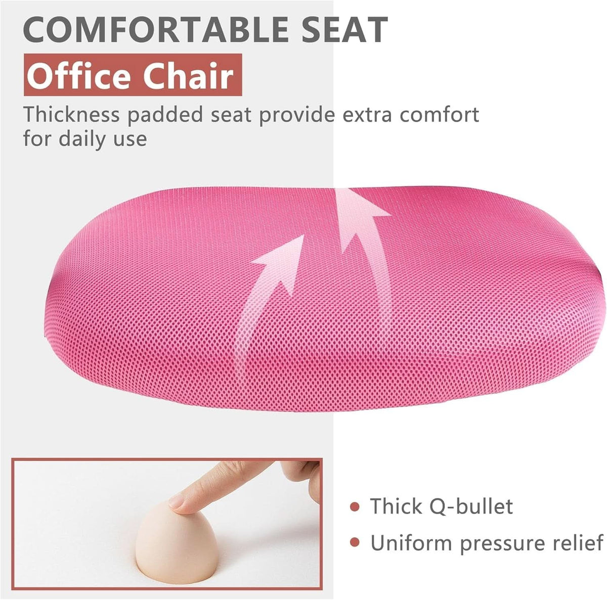 Pink Ergonomic Gaming Chair With Lumbar Support 360 Swivel