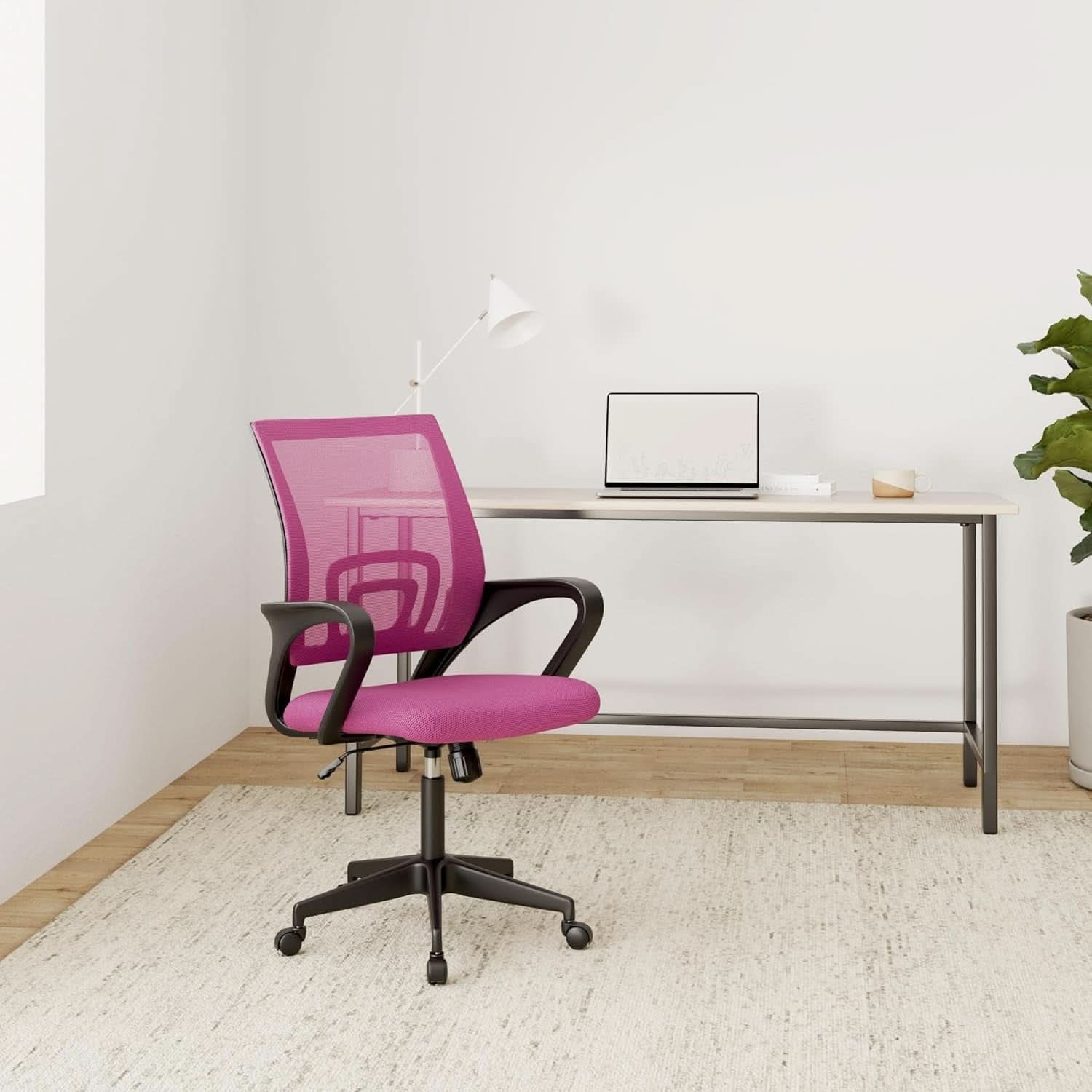 Pink Ergonomic Mesh Office Chair With Lumbar Support And Height Adjustable