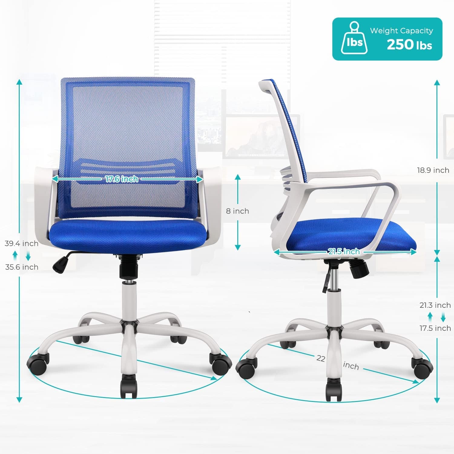 Pink Ergonomic Office Chair With Wheels And Back Support