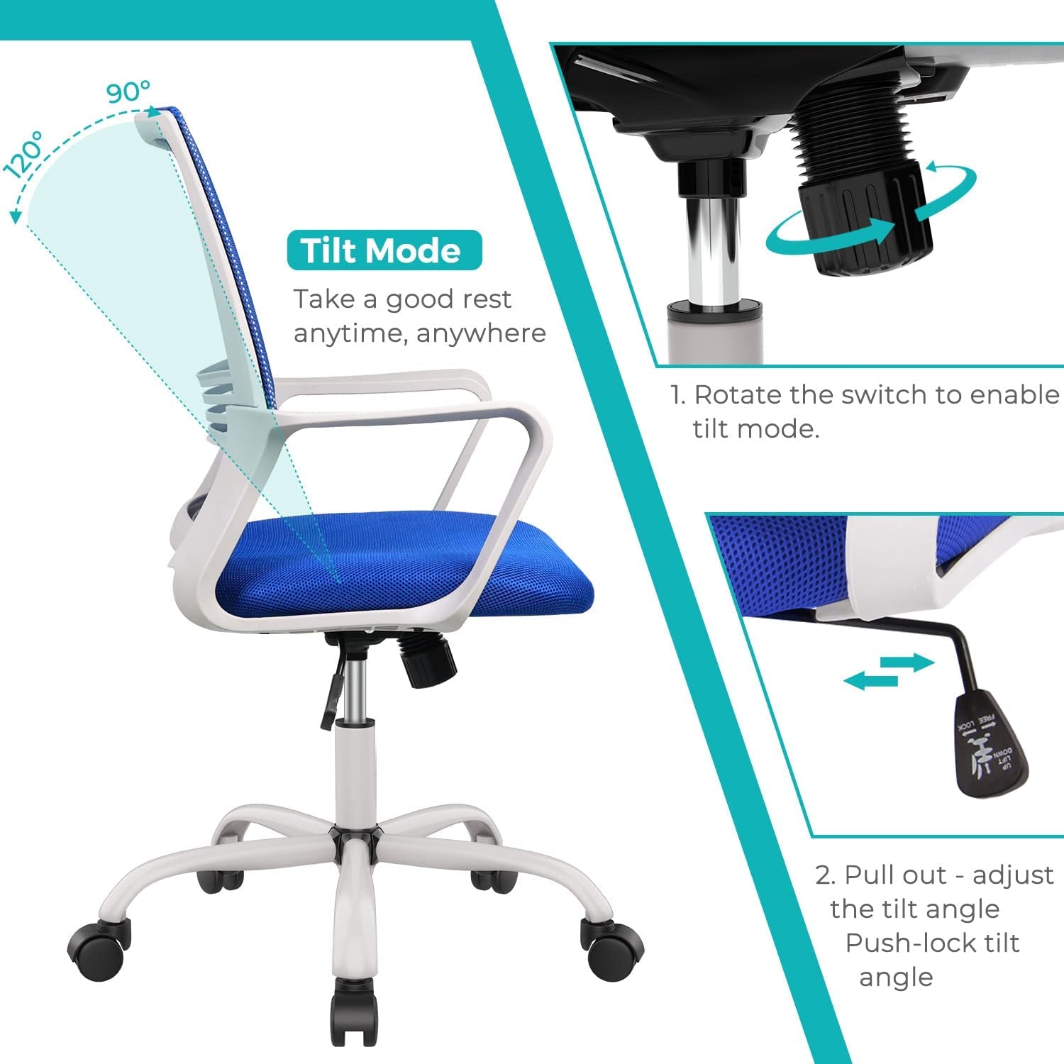 Pink Ergonomic Office Chair With Wheels And Back Support