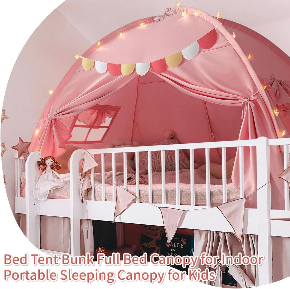 Pink Full Size Canopy Tent Dual Door Access Blackout Fabric