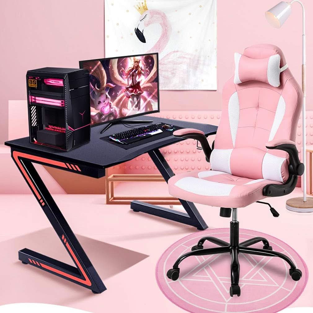 Pink Gaming Chair Ergonomic With Lumbar Support For Comfort