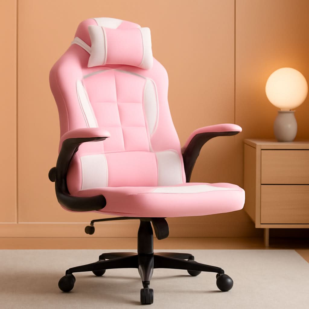 Pink Gaming Chair Ergonomic With Lumbar Support For Comfort