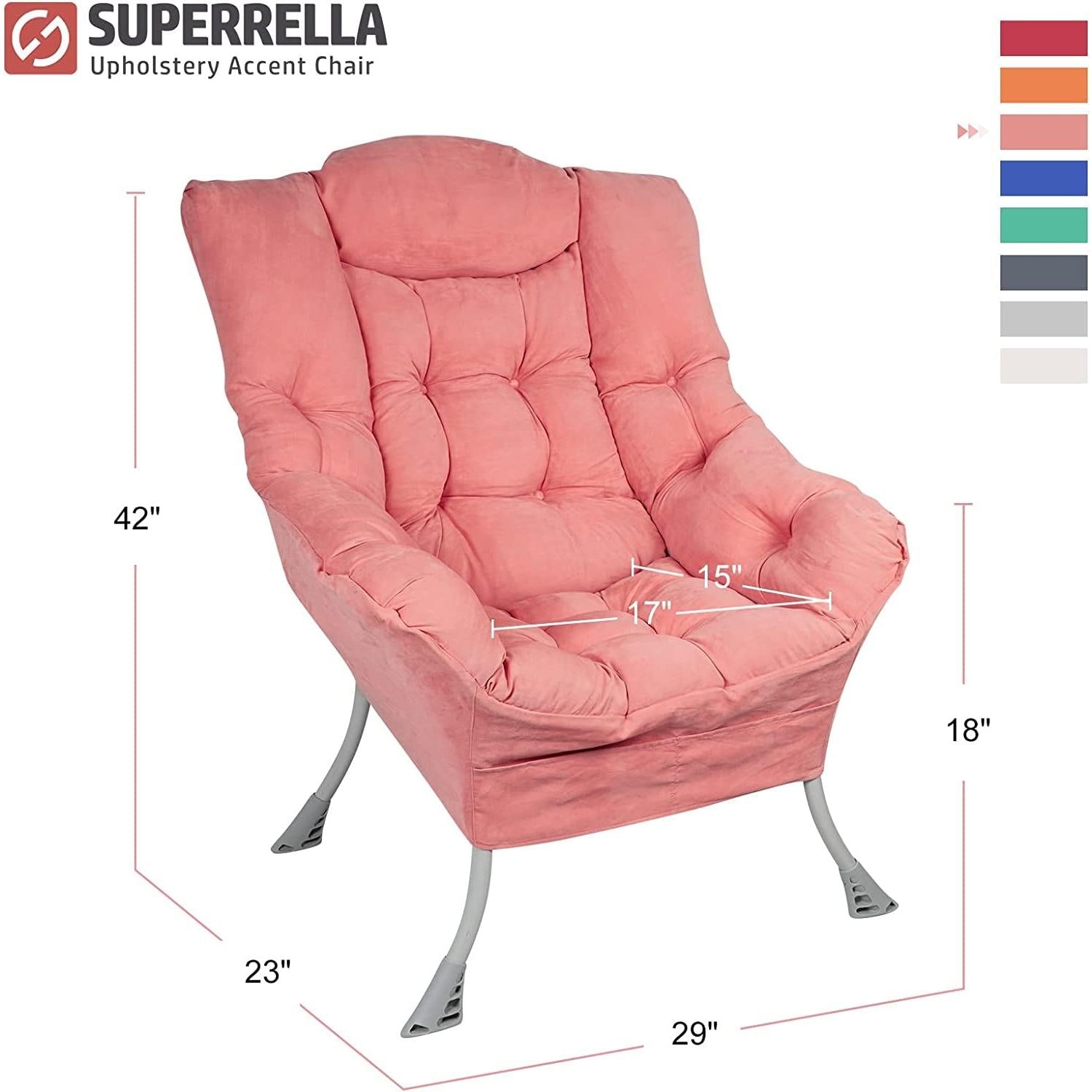 Pink High Back Armchair With Comfortable Suede Cushion For Living Room