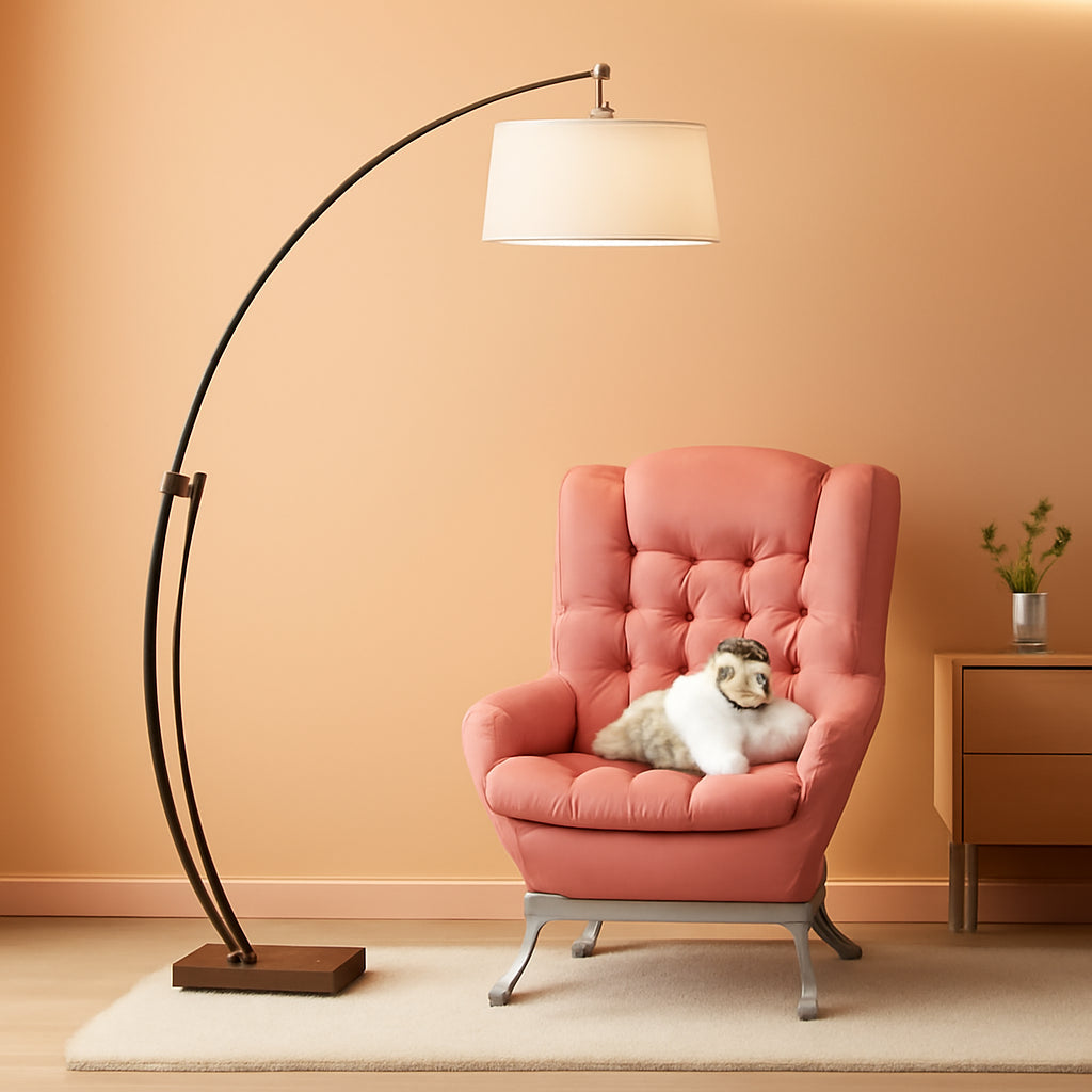 Pink High Back Armchair With Comfortable Suede Cushion For Living Room