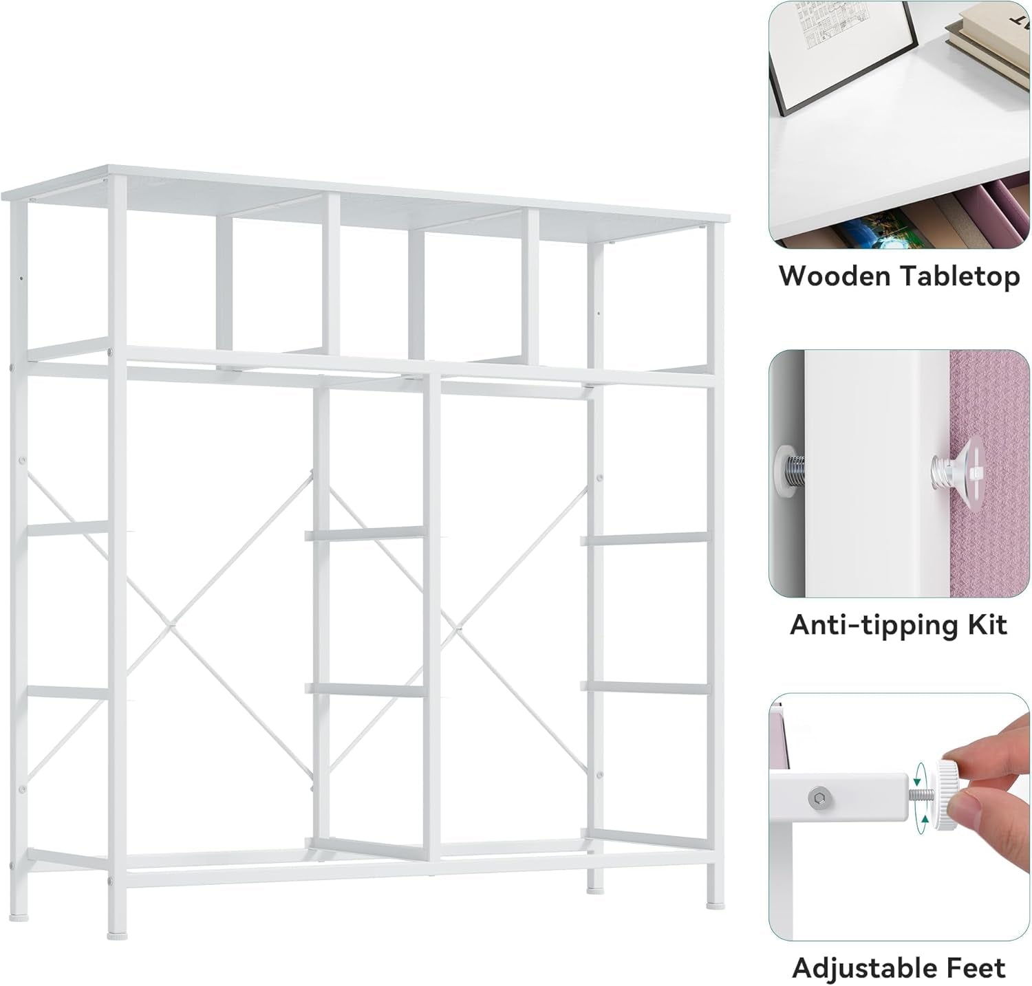 Pink Linen Fabric Storage Dresser With Nine Drawers