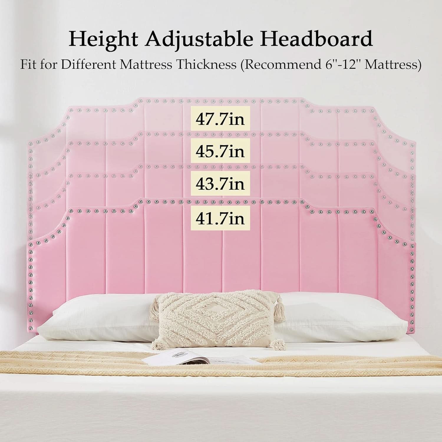 Pink Queen Platform Bed Frame With Tufted Headboard