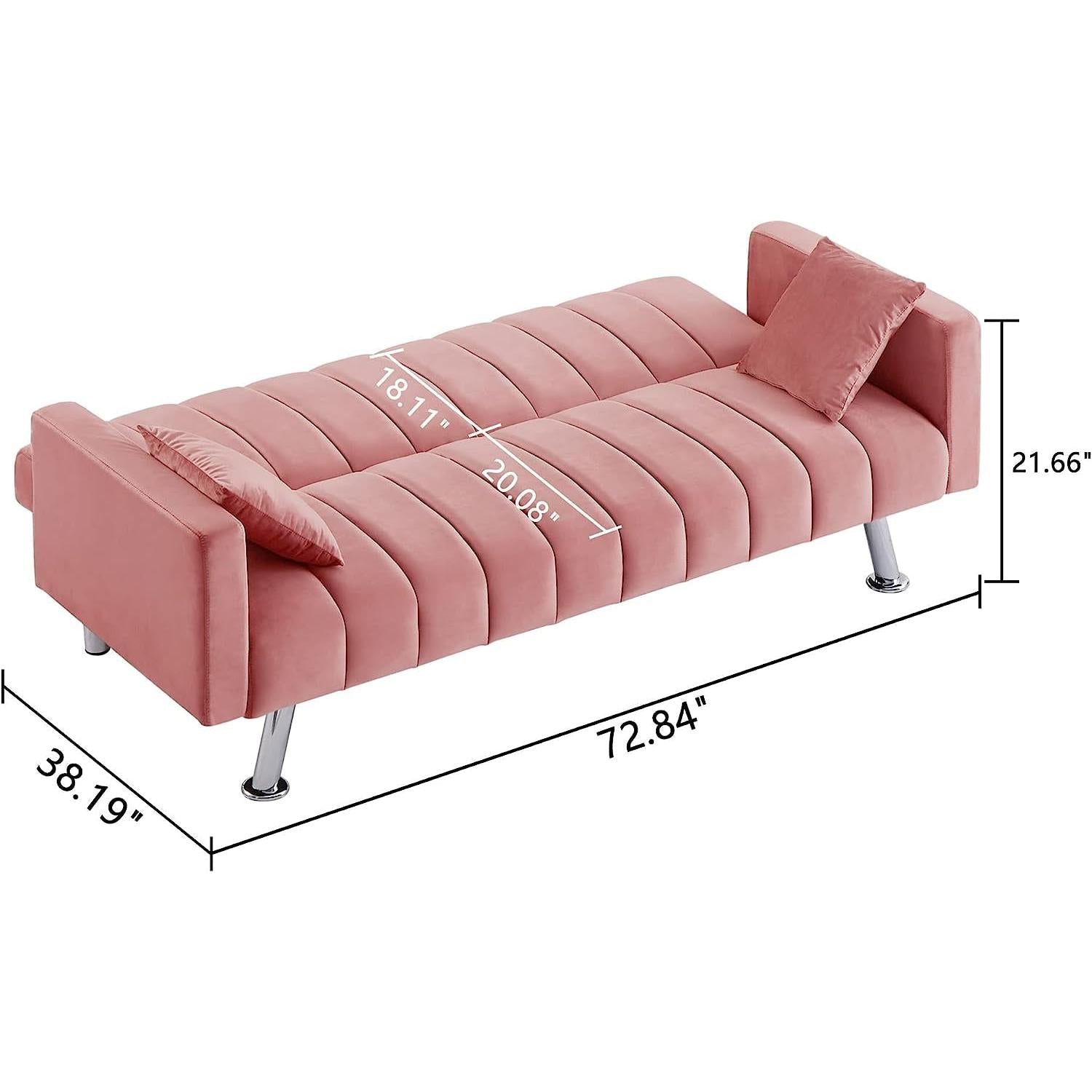 Pink Sleeper Sofa Bed With 2 Pillows In Small Spaces