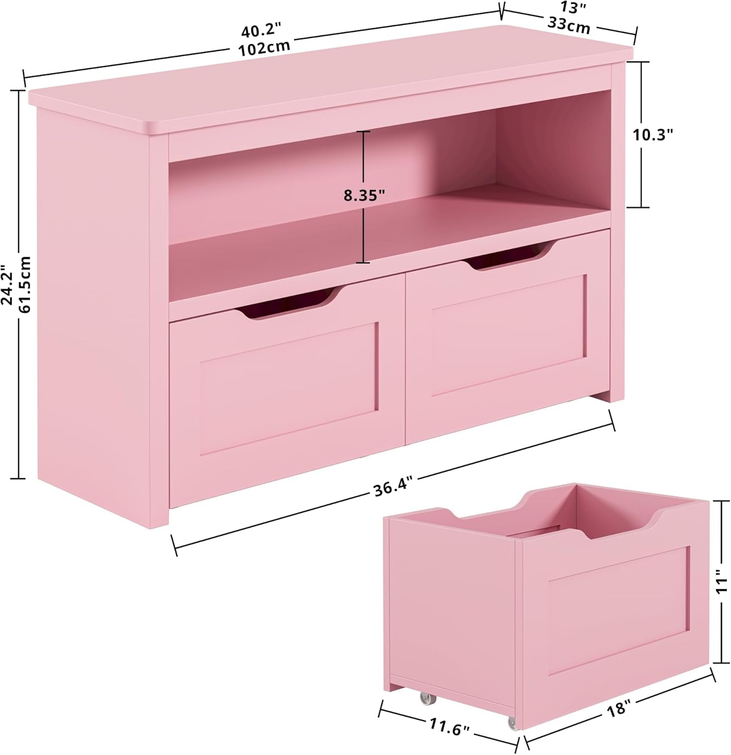 Pink Toy Storage Organizer With Detachable Drawers