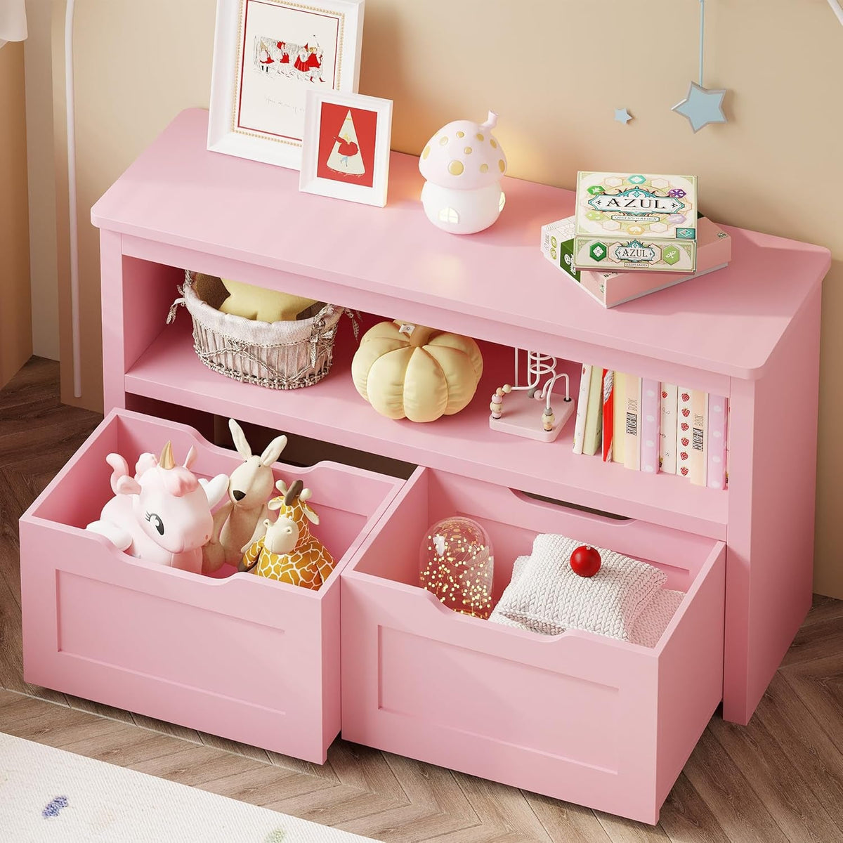 Pink Toy Storage Organizer With Detachable Drawers