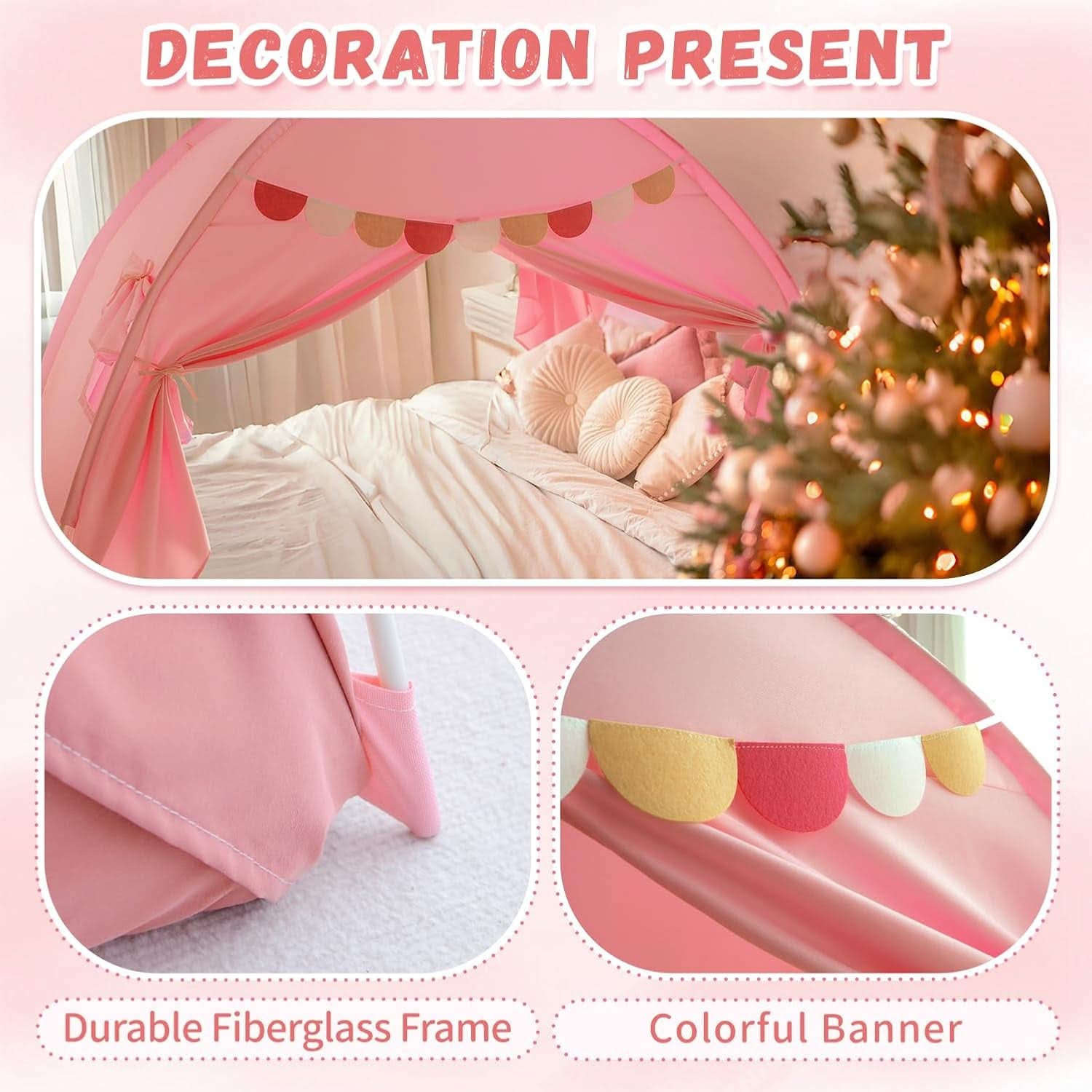 Pink Twin Bed Tent Blackout PrivacyShield Multifunctional
