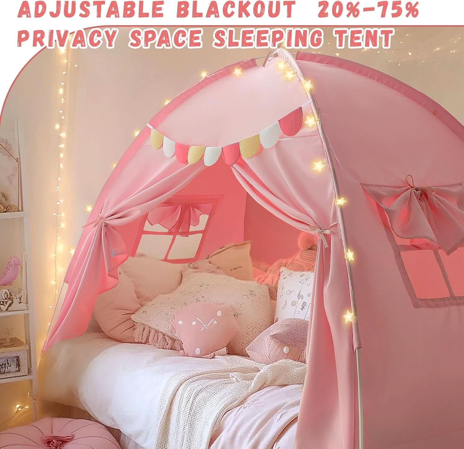 Pink Twin Bed Tent Blackout PrivacyShield Multifunctional