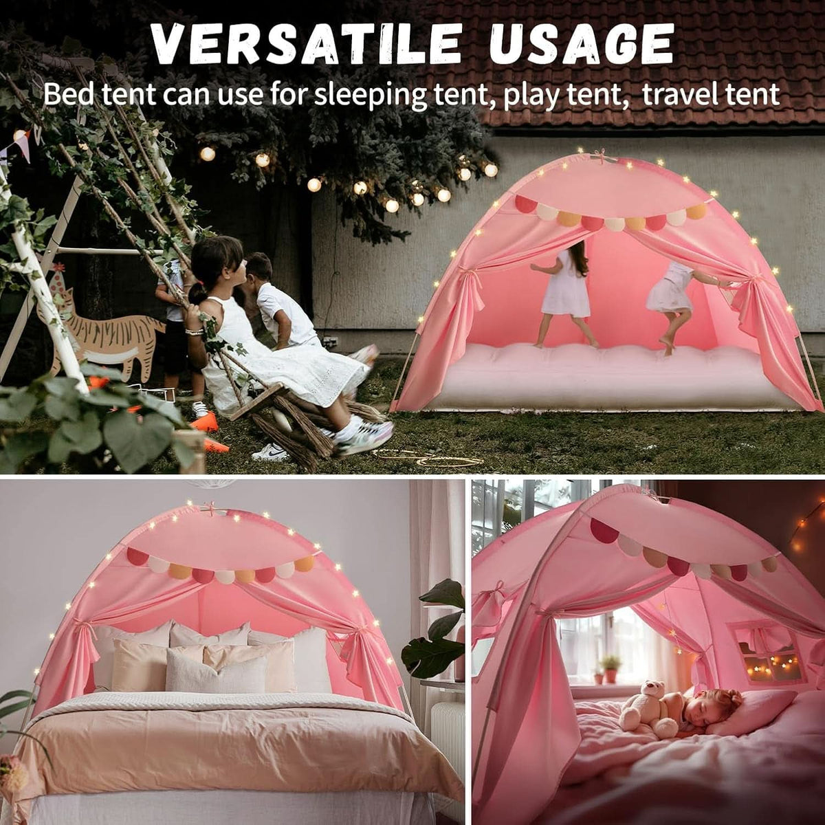 Pink Twin Bed Tent Blackout PrivacyShield Multifunctional