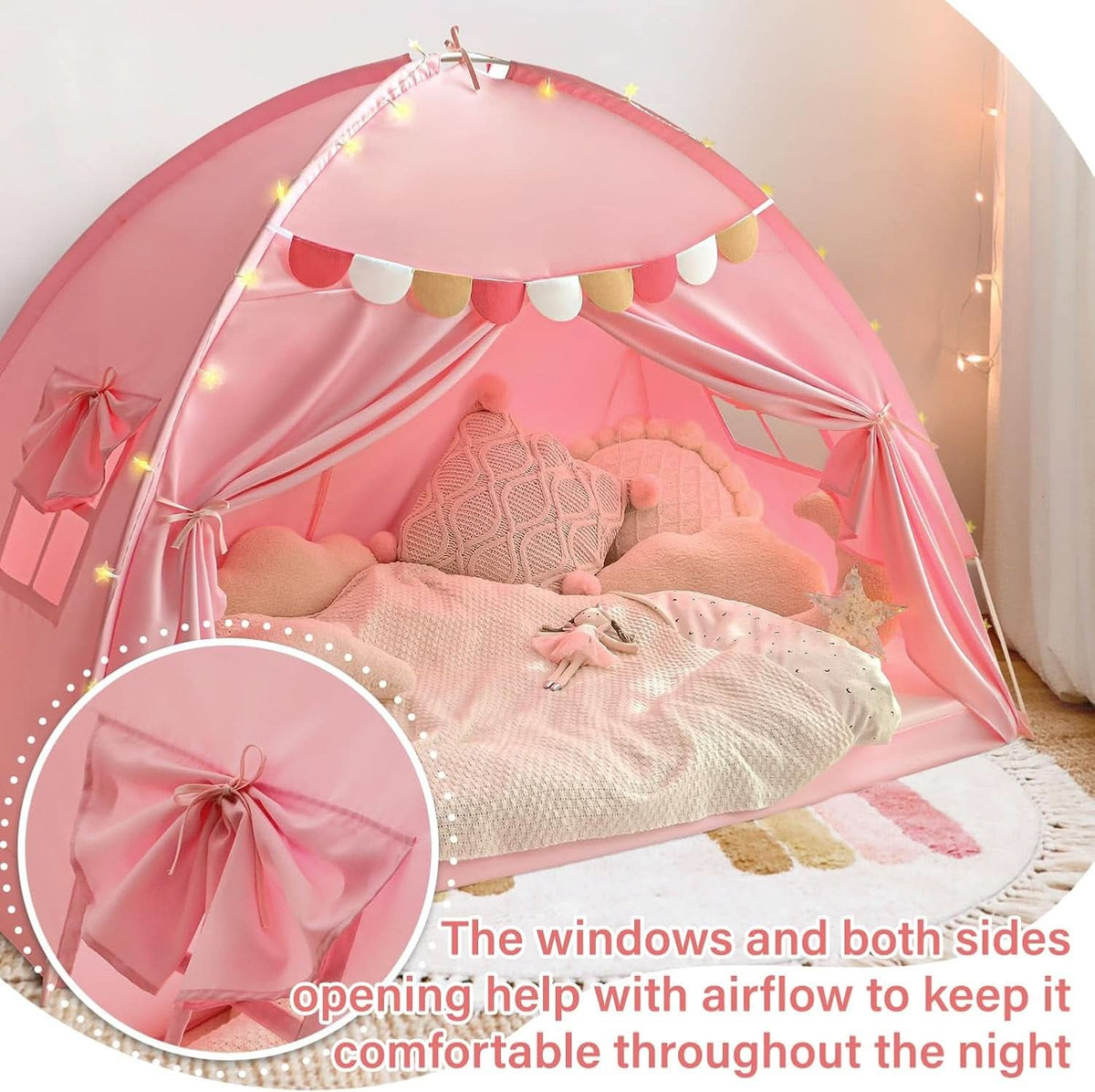 Pink Twin Bed Tent Blackout PrivacyShield Multifunctional