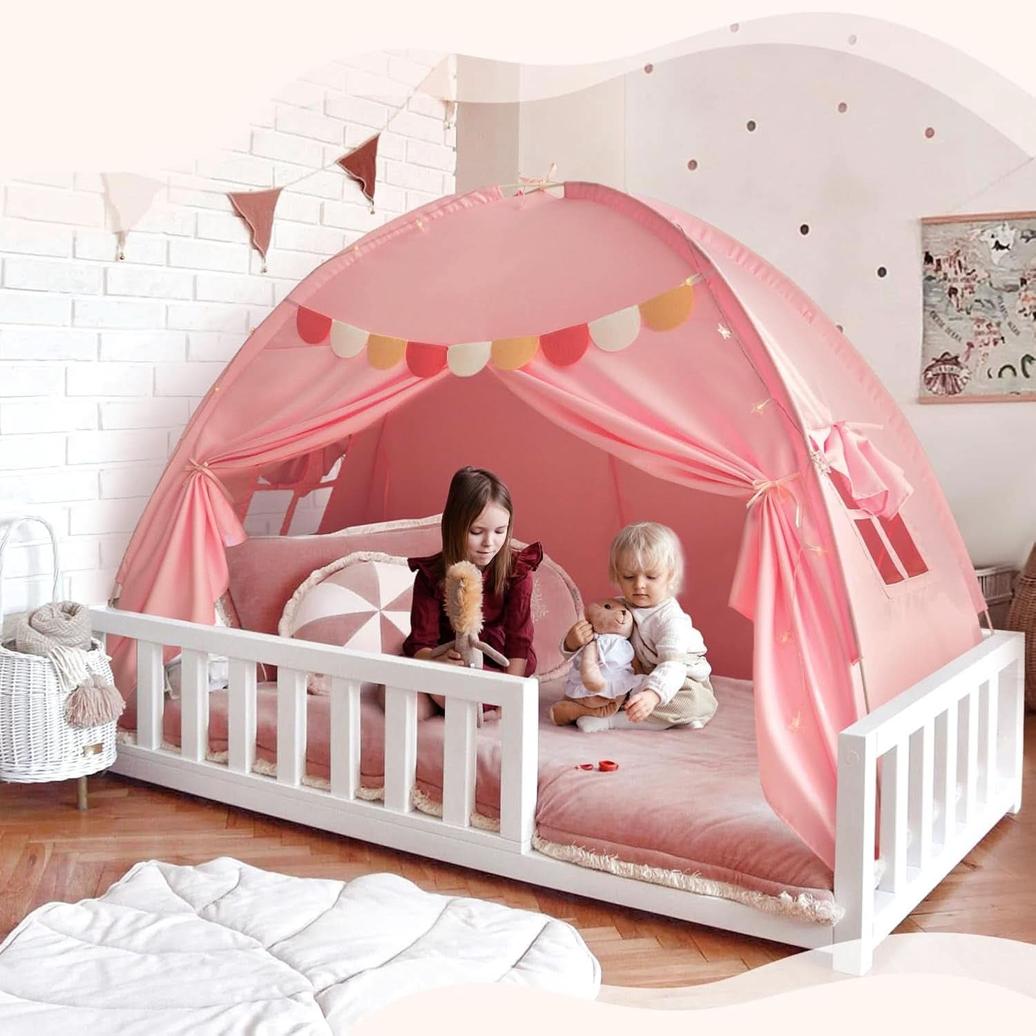 Pink Twin Bed Tent Blackout PrivacyShield Multifunctional