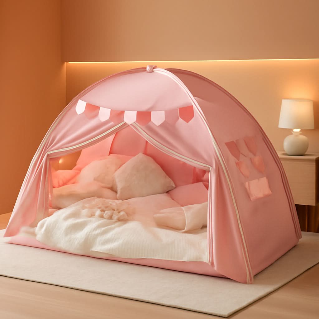 Pink Twin Bed Tent Blackout PrivacyShield Multifunctional