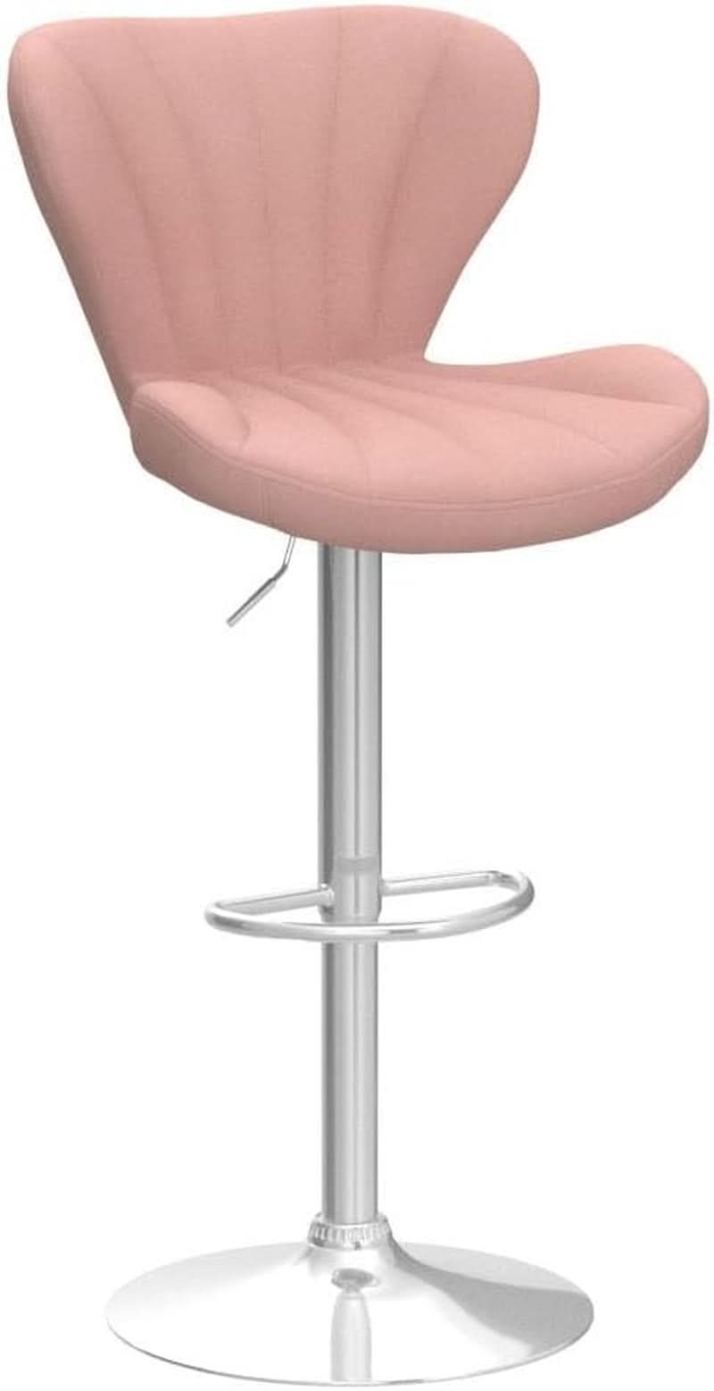 Pink Velvet Adjustable Swivel Barstools Set Of Two