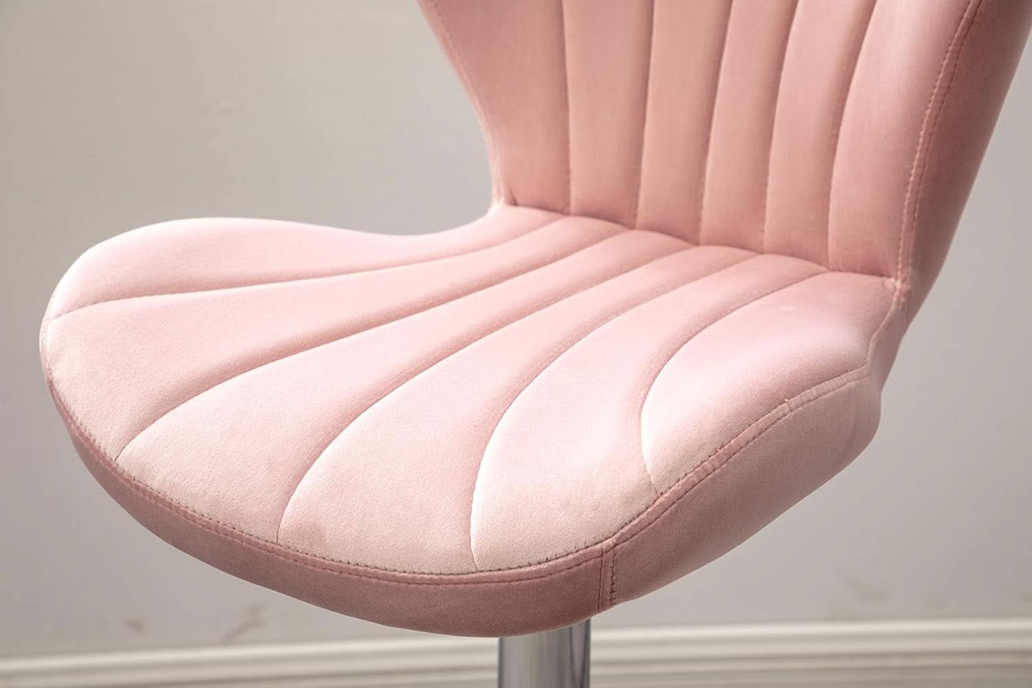Pink Velvet Adjustable Swivel Barstools Set Of Two