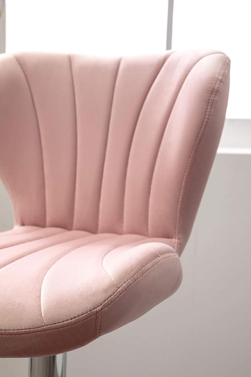Pink Velvet Adjustable Swivel Barstools Set Of Two