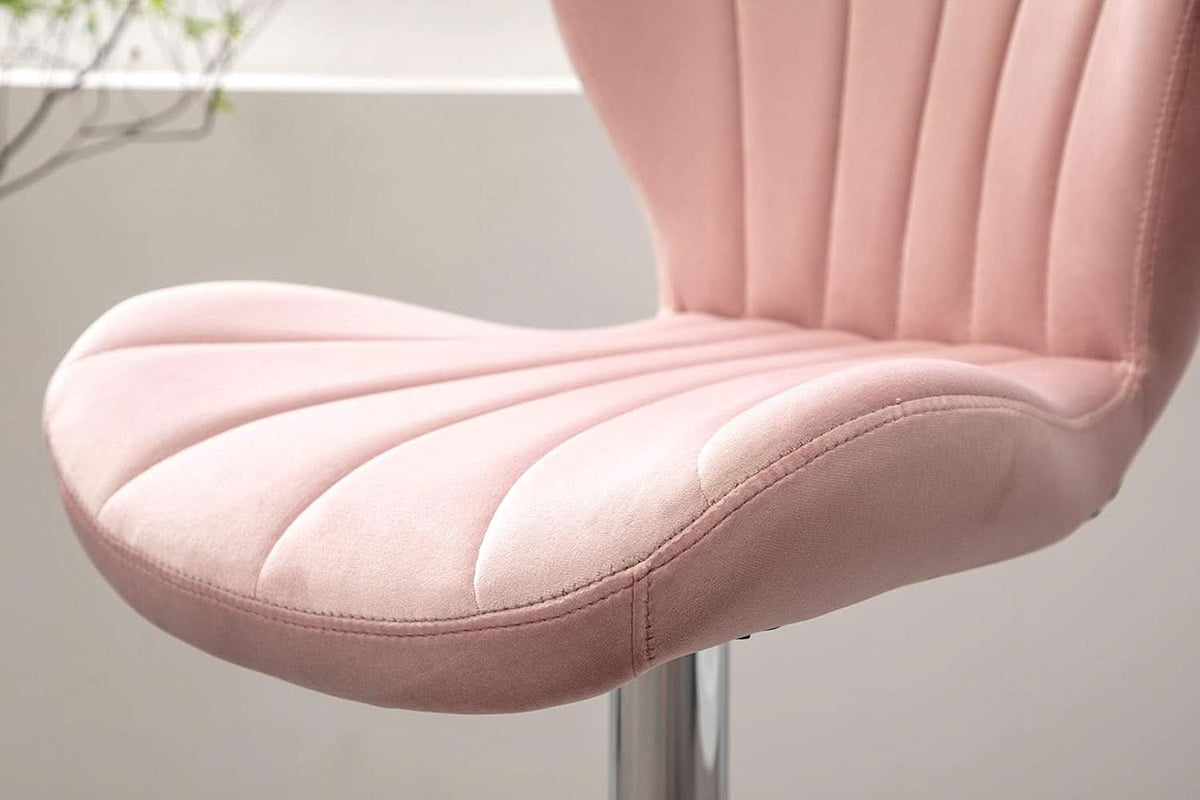 Pink Velvet Adjustable Swivel Barstools Set Of Two