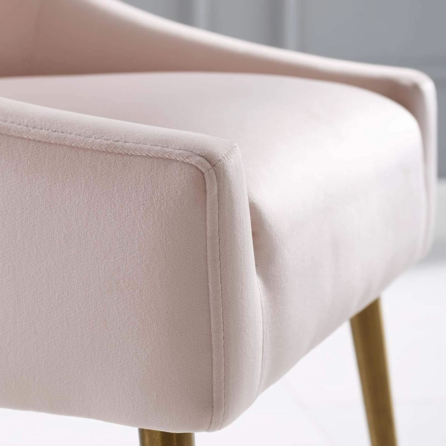 Pink Velvet Dining Chair With Gold Accents For Dining Room