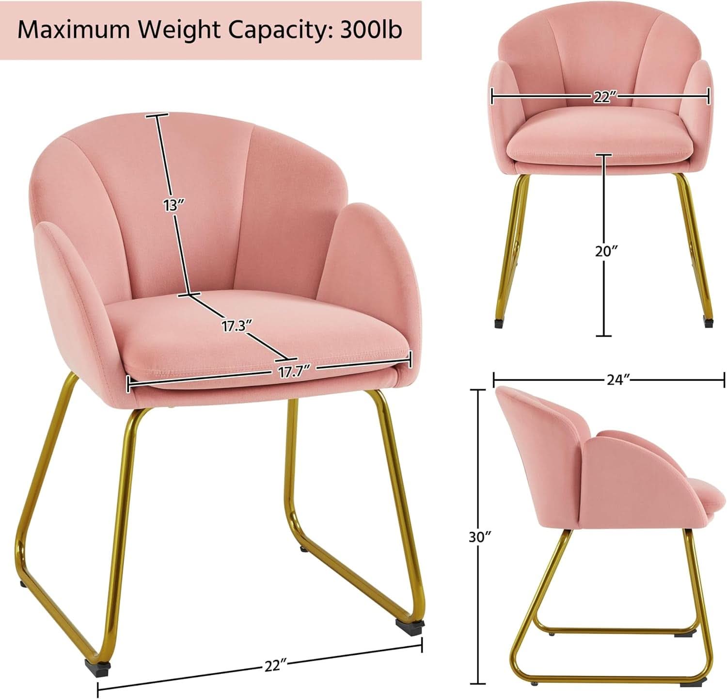 Pink Velvet Flower Armchair With Gold Legs Living Room