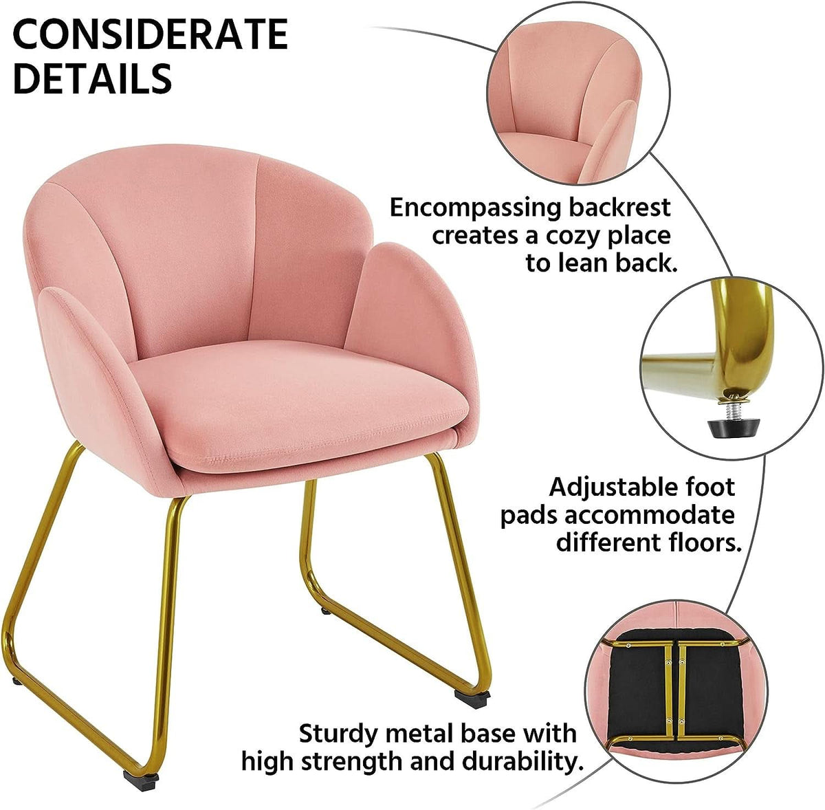 Pink Velvet Flower Armchair With Gold Legs Living Room