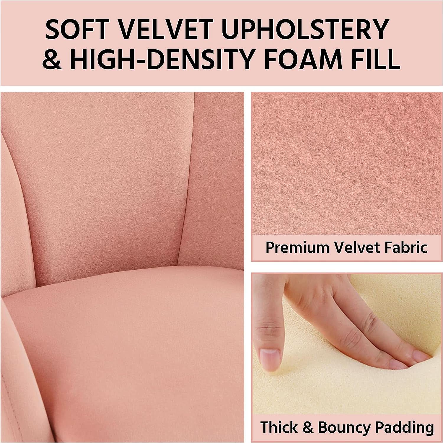 Pink Velvet Flower Armchair With Gold Legs Living Room