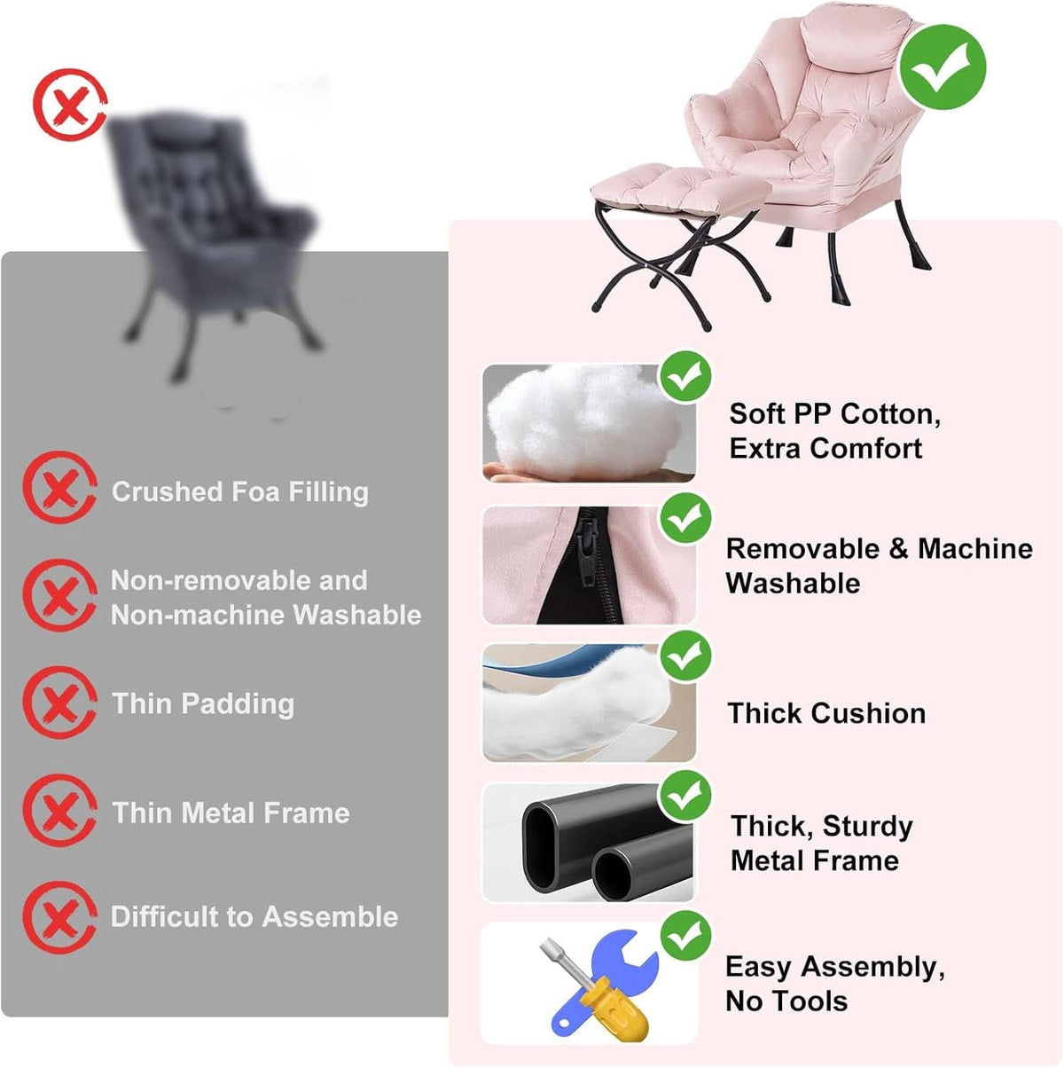 Pink Velvet Lounge Chair With Folding Footrest Ottoman